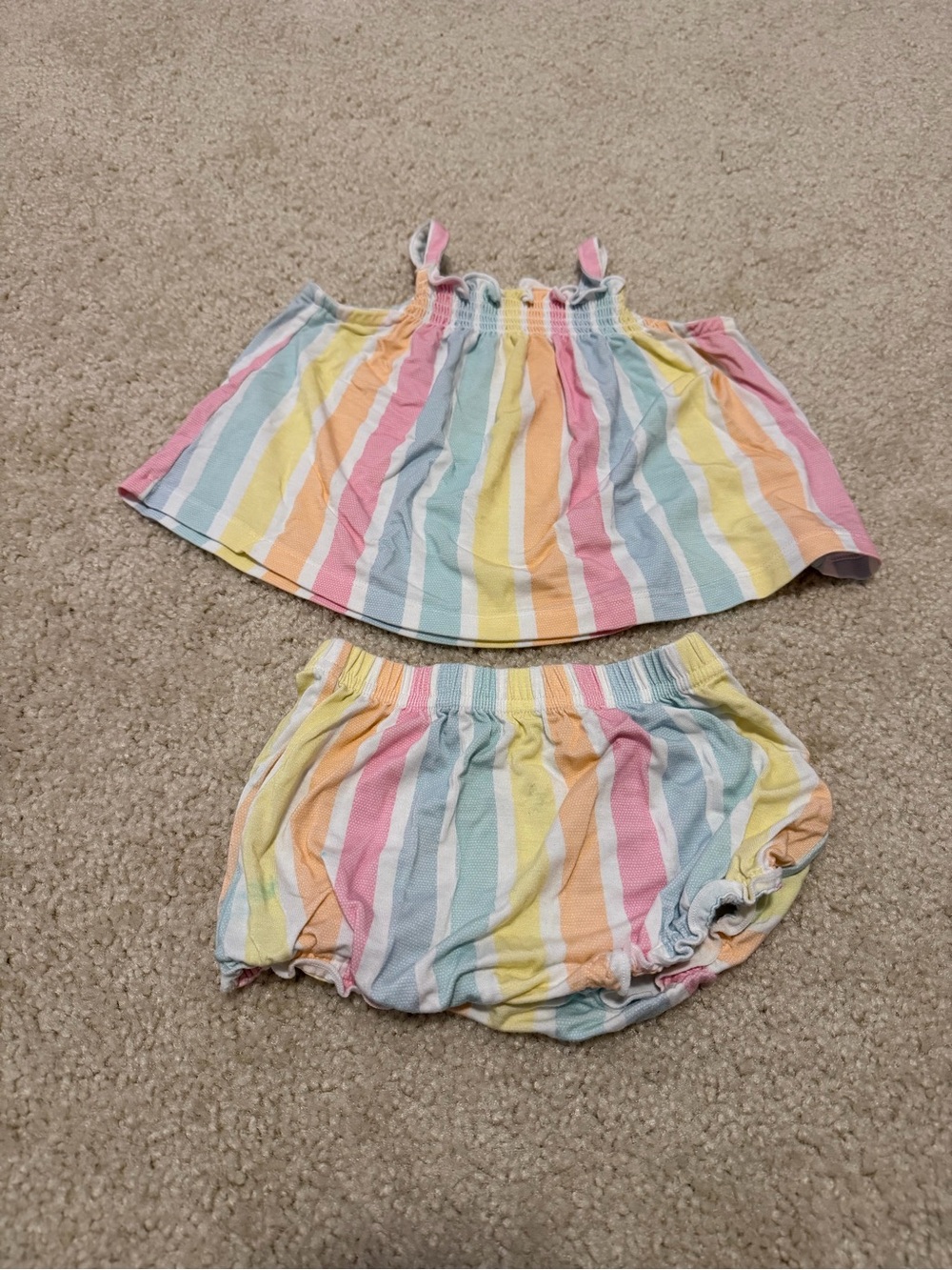 Little Sleepies Rainbow Striped Tank Top and Bloomers Set - Pastel Multi